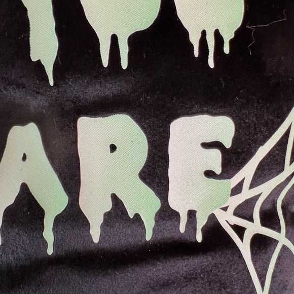 Halloween Glow in the Dark Coffin Throw Pillow Enter if you Dare Skeleton Hands - Picture 10 of 12